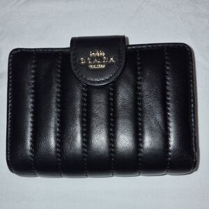 NWOT - Coach Black Quilted Leather Corner Zip Wallet